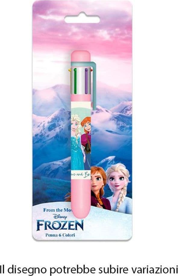 PENNA CON 6 COLORI FROZEN ACCESSORIO SCUOLA REGALO CANCELLERIA PER BAMBINE 961709 - 2
