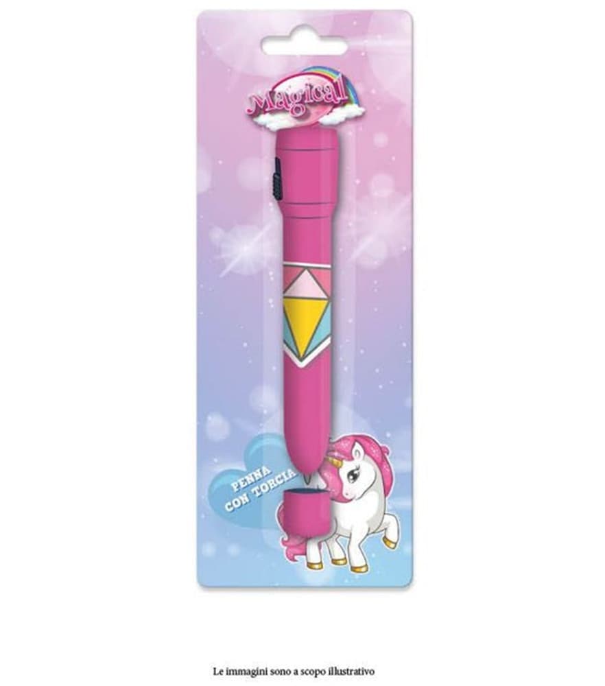 PENNA CON TORCIA GRAFICA MAGICO UNICORNO ACCESSORI PER SCUOLA REGALO FESTE BAMBINE 735577 - 2