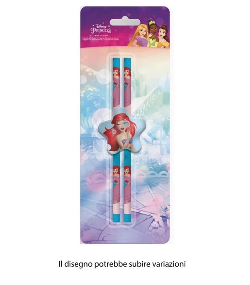 SET 2 PZ MATITE CON GOMMA STELLA GRAFICA PRINCIPESSE CANCELLERIA SCUOLA BAMBINE 960689 - 2