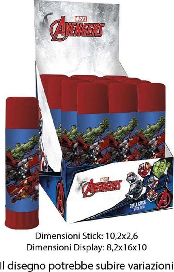 SET 12 PZ COLLA STICK DA 25GR GRAFICA AVENGERS PER SCUOLA REGALI FESTE BAMBINI 964564 - 2