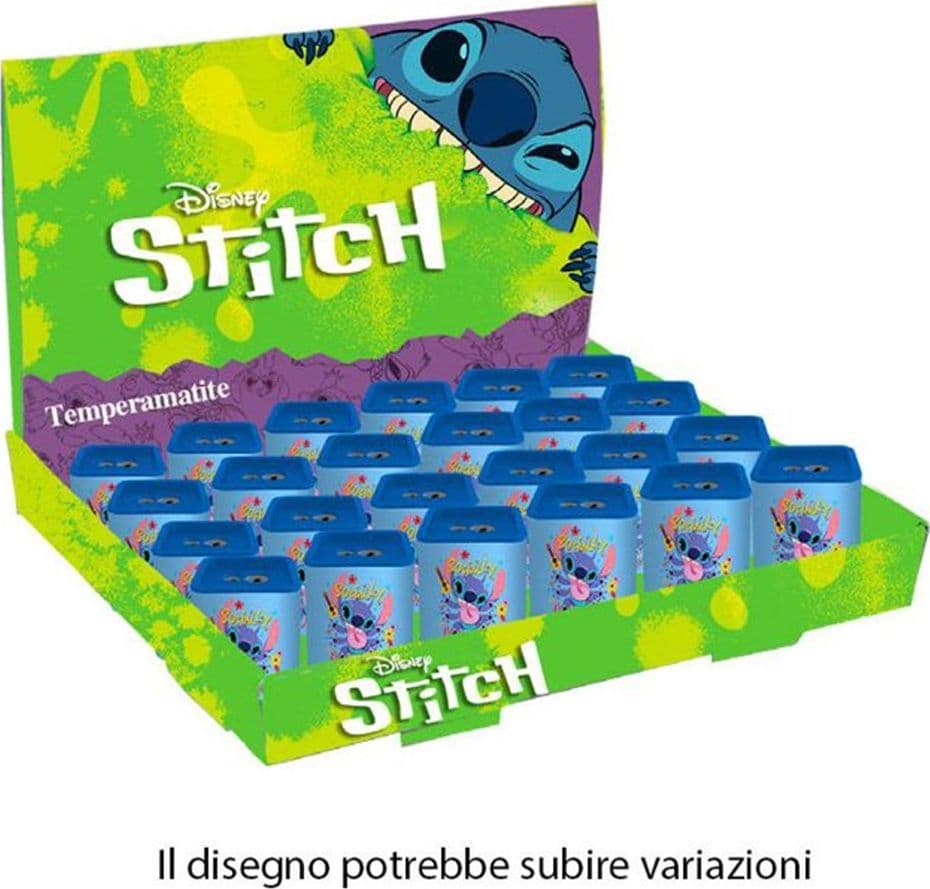 SET 24PZ TEMPERAMATITE IN LATTA QUADRATO DOPPIO FORO STITCH SCUOLA REGALI BAMBINI 961457 - 2
