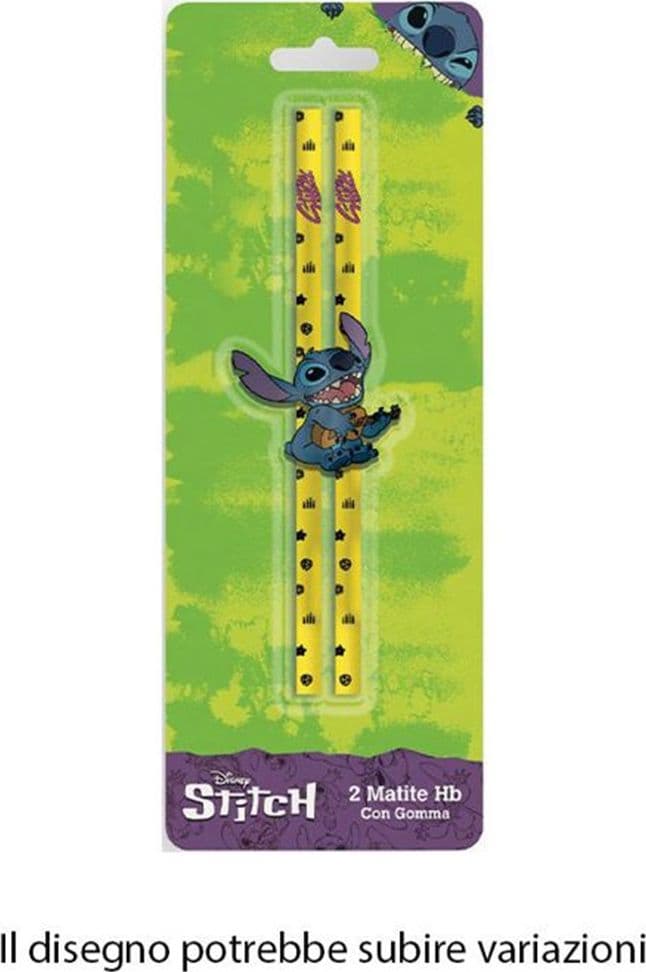 SET 2 PZ MATITE CON GOMMA FORMA GRAFICA STITCH CANCELLERIA SCUOLA BAMBINI 960719 - 2