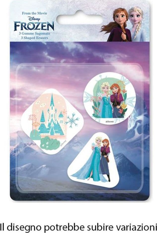 KIT GOMME PER CANCELLARE 3PZ SAGOMATE TEMA FROZEN CANCELLERIA PER BAMBINE SCUOLA 953674 - 2