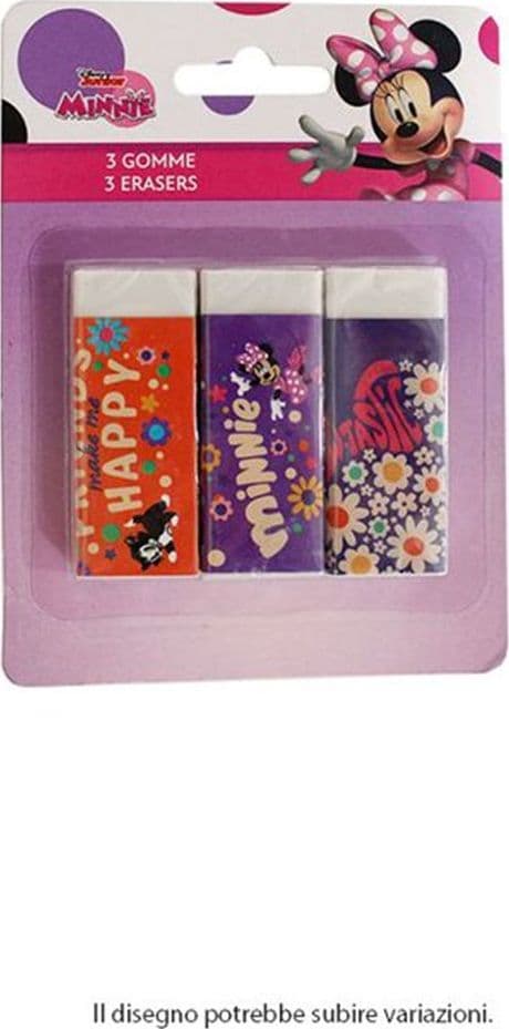 SET 3 PZ GOMME PER CANCELLARE MINNIE CANCELLERIA PER SCUOLA REGALO FESTA BAMBINE 961075 - 2