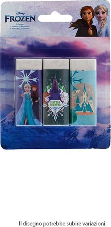 SET 3 PZ GOMME PER CANCELLARE FROZEN CANCELLERIA PER SCUOLA REGALO FESTA BAMBINE 961051 - 2