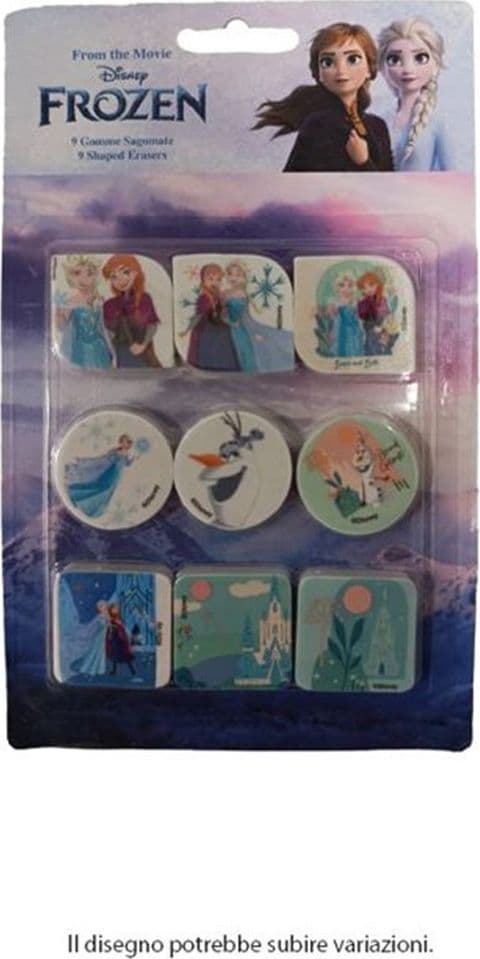 KIT GOMME PER CANCELLARE 9PZ SAGOMATE TEMA FROZEN CANCELLERIA PER BAMBINE SCUOLA 955340 - 2