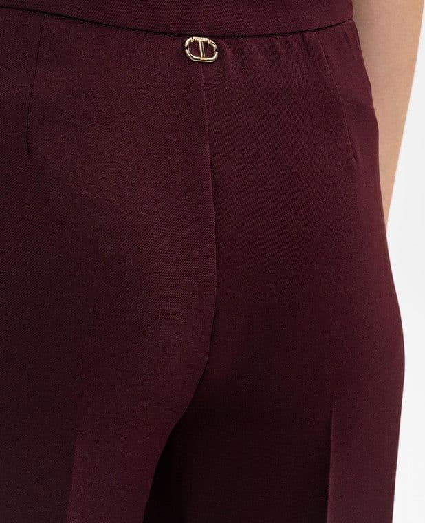 Pantaloni Twinset donna in tessuto crêpe con linea ampia e piega stirata dettaglio