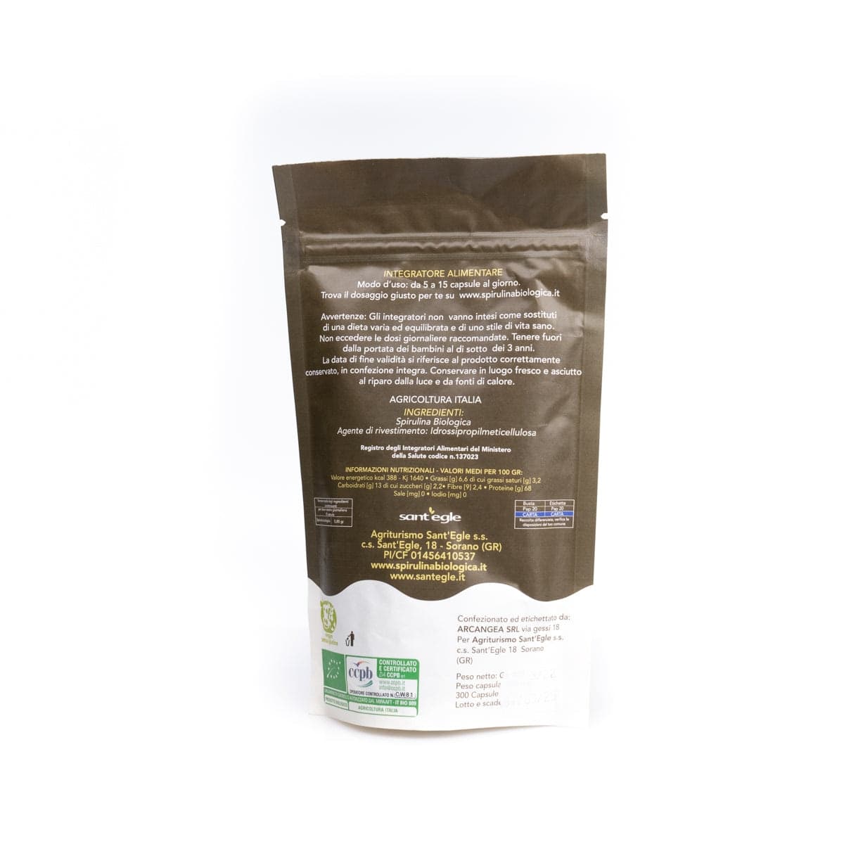 Spirulina biologica, 200 capsule da 500 mg - 30