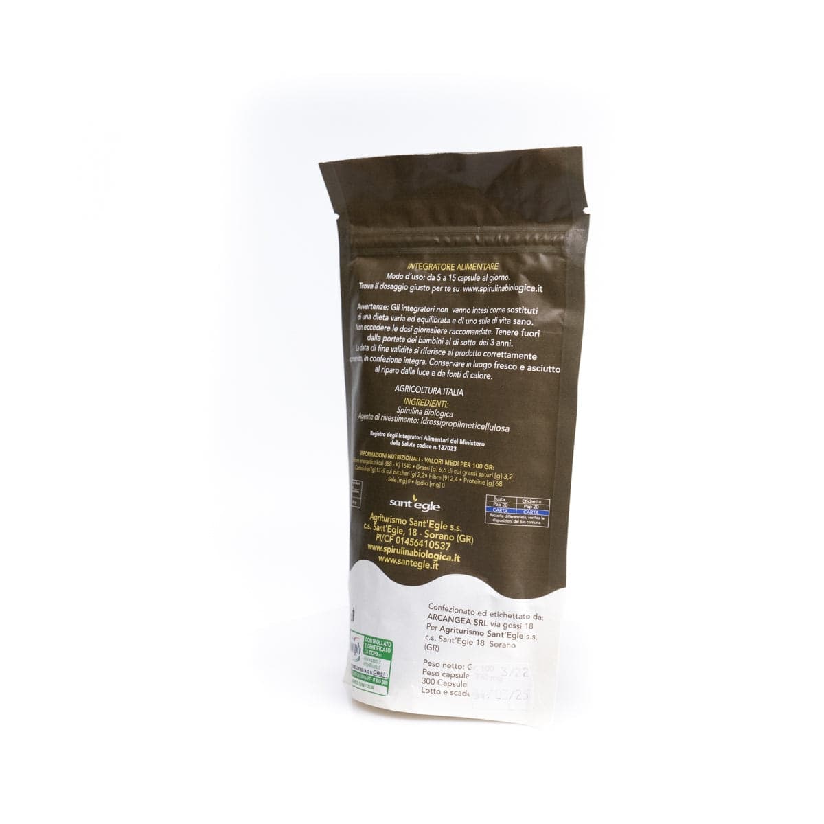 Spirulina biologica, 200 capsule da 500 mg - 33