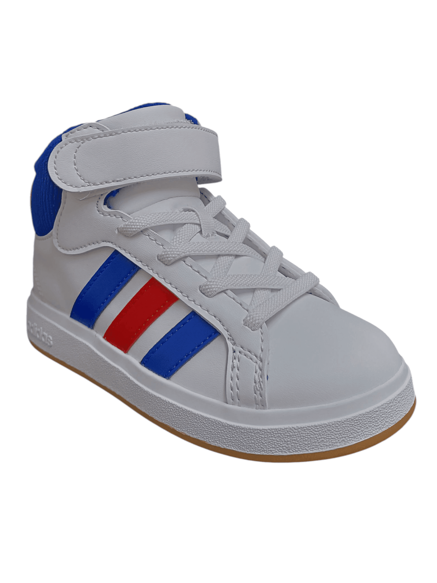 Scarpe snekears Bambini e ragazzi adidas GRAND COURT  bianco-rosso-blue laccio elastico e velcro in Ballerine Scarpetteria Gica - Trani, commercioVirtuoso.it