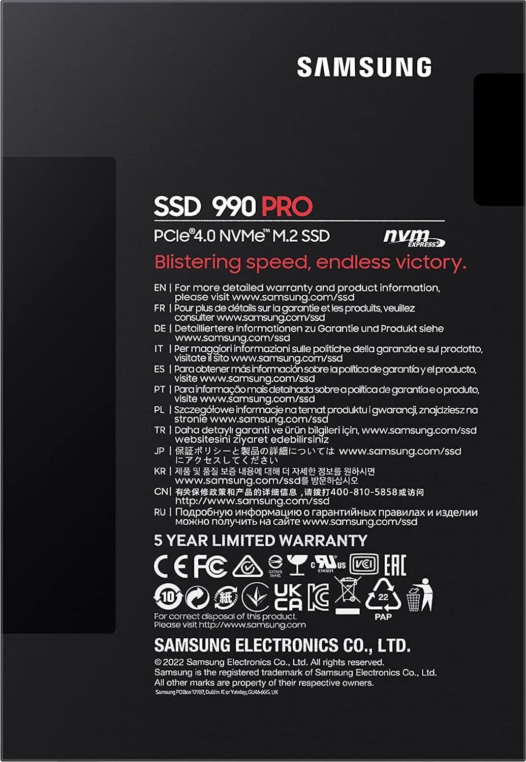 Samsung Ssd 990 Pro 2Tb Nvme M.2 Pcie Express 4.0  MZ-V9P2T0BW - 5
