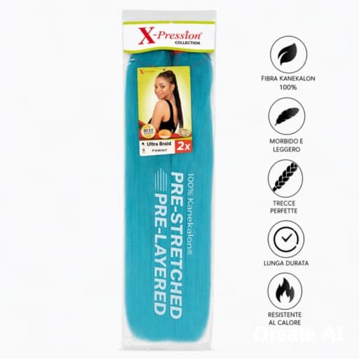 X-PRESSION NIGERIA EXTENSION PER CAPELLI - ALLUNGAMENTO ARTIFICIALE (2PZ) IN ONE PER TRECCINE COLOUR # PSMINT - 3