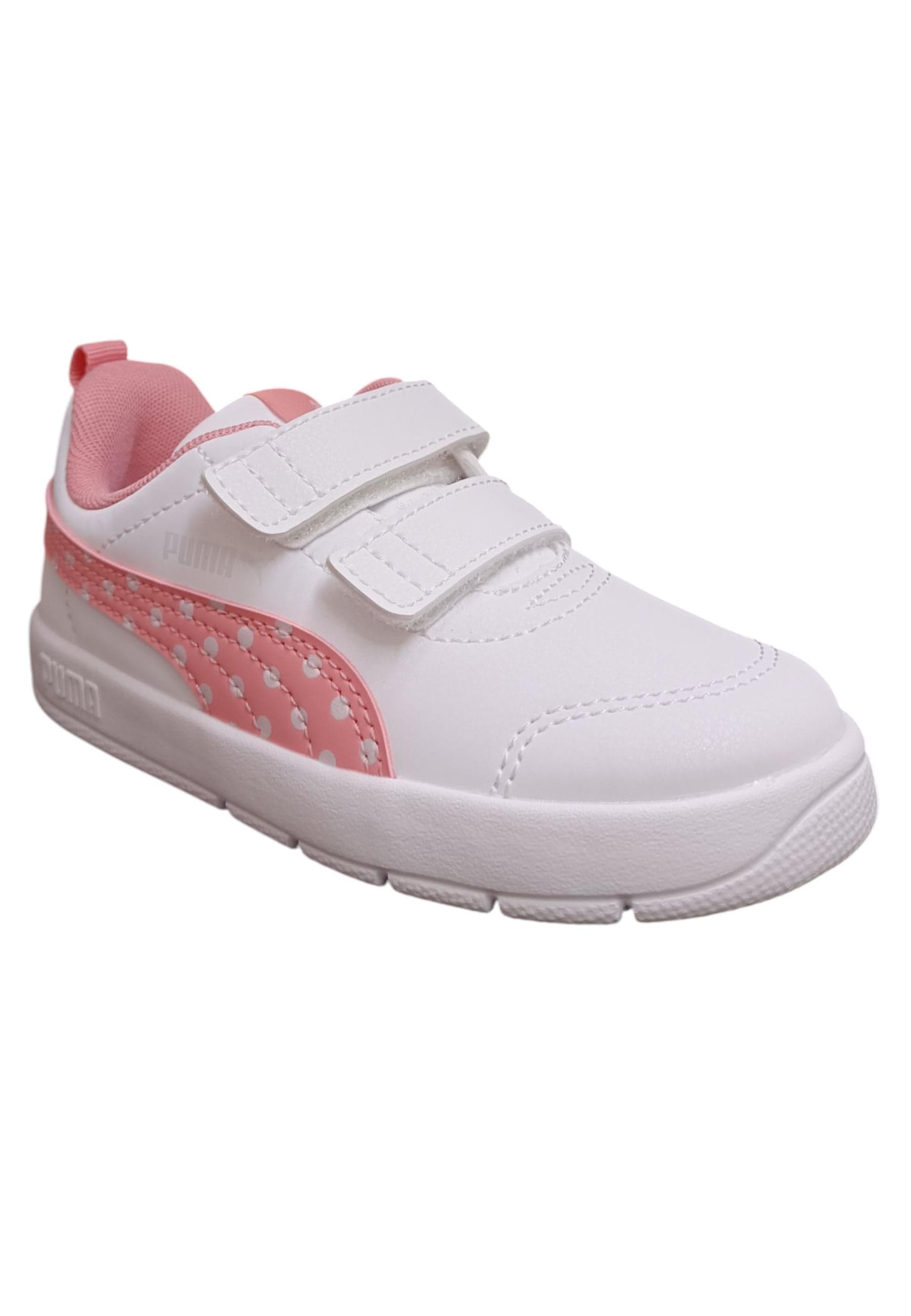 Scarpe sneakers Bambine e ragazze PUMA COURTFLEX  bianco-rosa laccio elastico e velcro in Ballerine Scarpetteria Gica - Trani, commercioVirtuoso.it