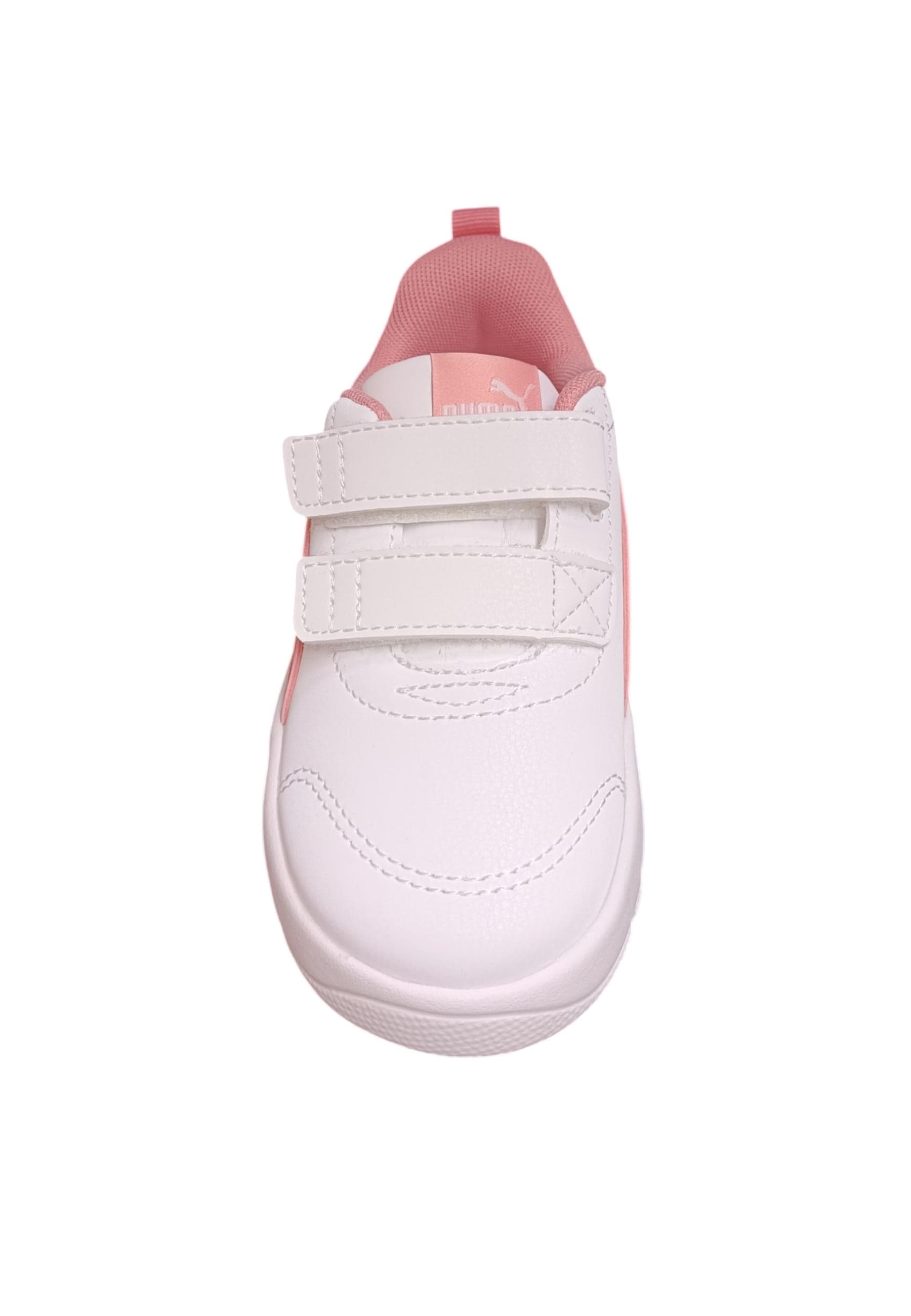 Scarpe sneakers Bambine e ragazze PUMA COURTFLEX  bianco-rosa laccio elastico e velcro in Ballerine Scarpetteria Gica - Trani, commercioVirtuoso.it