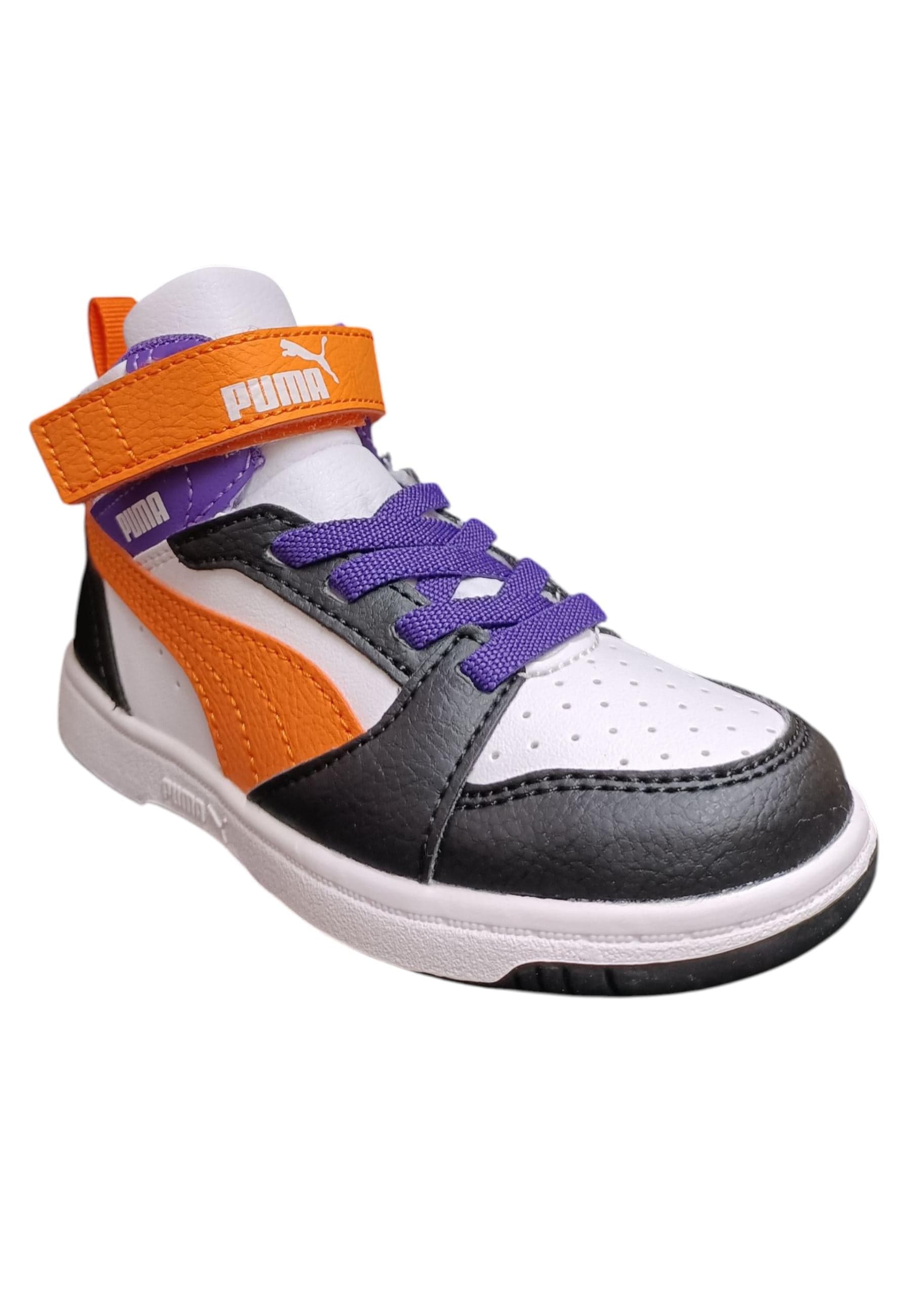 sarpe sneakers Bambine e ragazze PUMA REBOUND  bianco-nero-fuxja-arancione laccio elastico e velcro in Sneaker casual Scarpetteria Gica - Trani, commercioVirtuoso.it