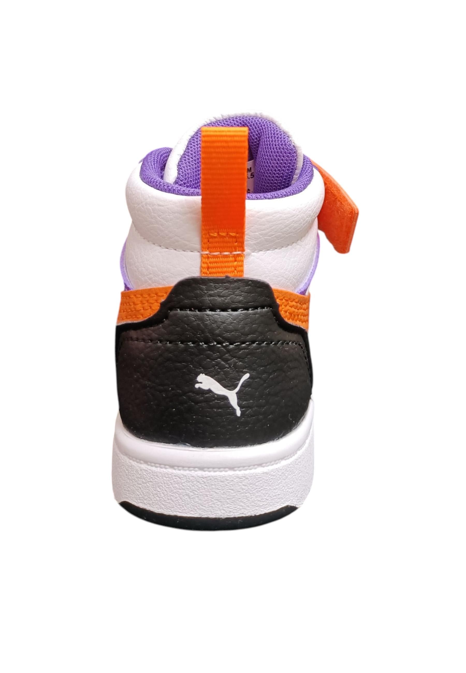 sarpe sneakers Bambine e ragazze PUMA REBOUND  bianco-nero-fuxja-arancione laccio elastico e velcro in Sneaker casual Scarpetteria Gica - Trani, commercioVirtuoso.it