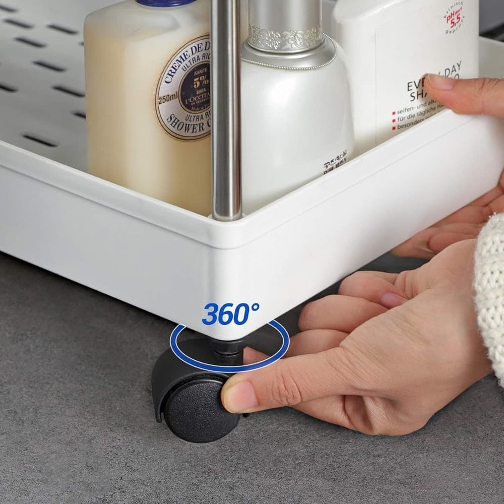 CARRELLO PORTAOGGETTI A 4 LIVELLI CON RUOTE DA CUCINA RIPIANO SALVASPAZIO BAGNO UFFICIO - 8