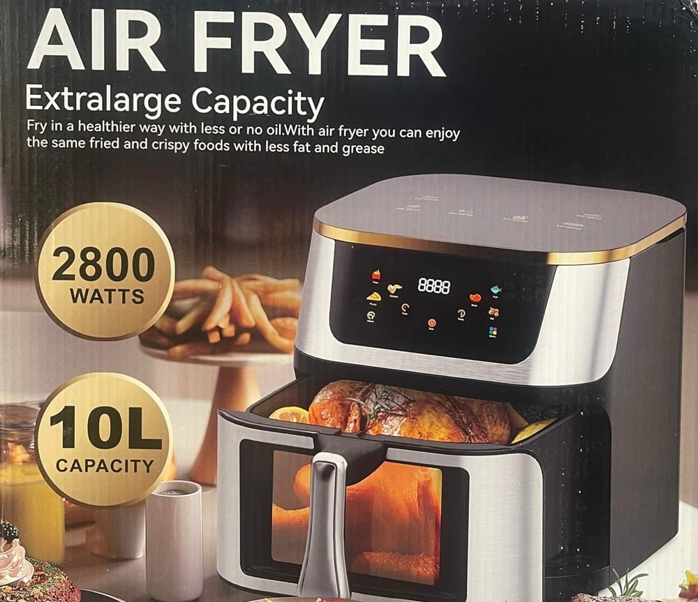 FRIGGITRICE AD ARIA DA 10 LITRI CUCINARE SANO SENZA OLIO DIGITALE 2800 W CON FINESTRA - 2