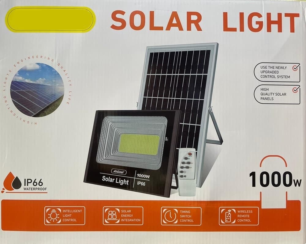 FARO LED LUCE CON PANNELLO SOLARE DA 1000 WATT IP66 WATERPROOF TELECOMANDO WIRELESS - 2
