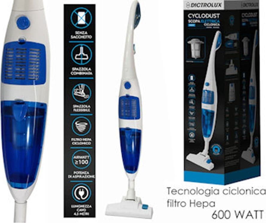 SCOPA ELETTRICA CICLONICA ASPIRAPOLVERE CYCLODUST 600W CAPACITÀ 0,8LT CON FILTRO HEPA - 4