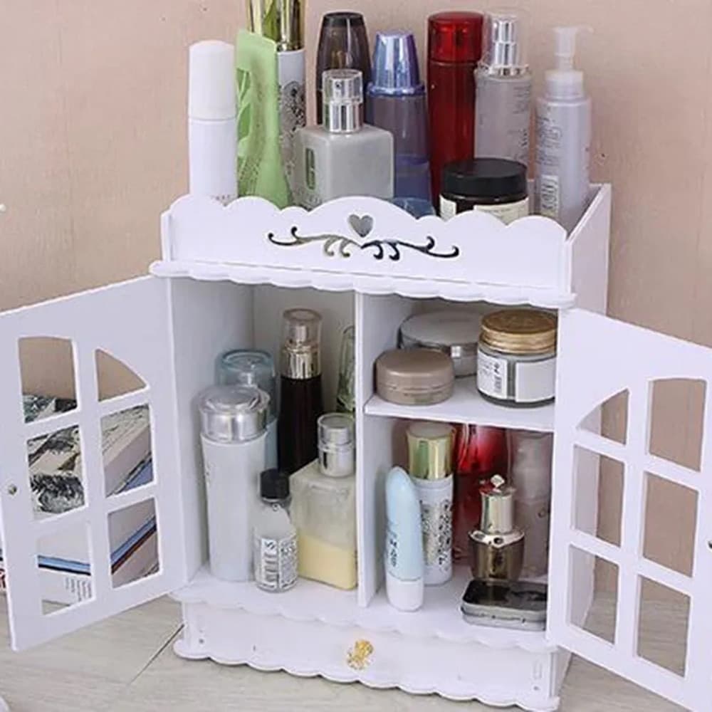 ORGANIZER PER COSMETICI PORTAOGGETTI TRUCCHI GIOIELLI CON CASSETTO IN LEGNO 30X16X35CM - 6