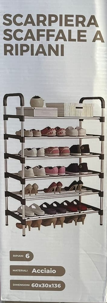 SCARPIERA SCAFFALE A 6 RIPIANI SALVASPAZIO ORGANIZER ORDINA ARREDO SCARPE IN ACCIAIO - 2