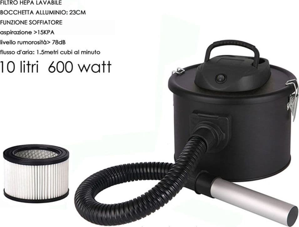 ASPIRACENERE PROFESSIONALE DOPPIA FUNZIONE SOFFIATORE FILTRO HEPA LAVABILE 600W 10LT - 5