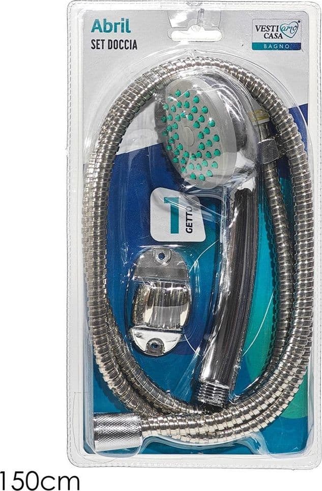 SET DOCCIA DOCCETTA 1 GETTO CON TUBO FLESSIBILE 150 CM SUPPORTO PARETE UNIVERSALE - 2