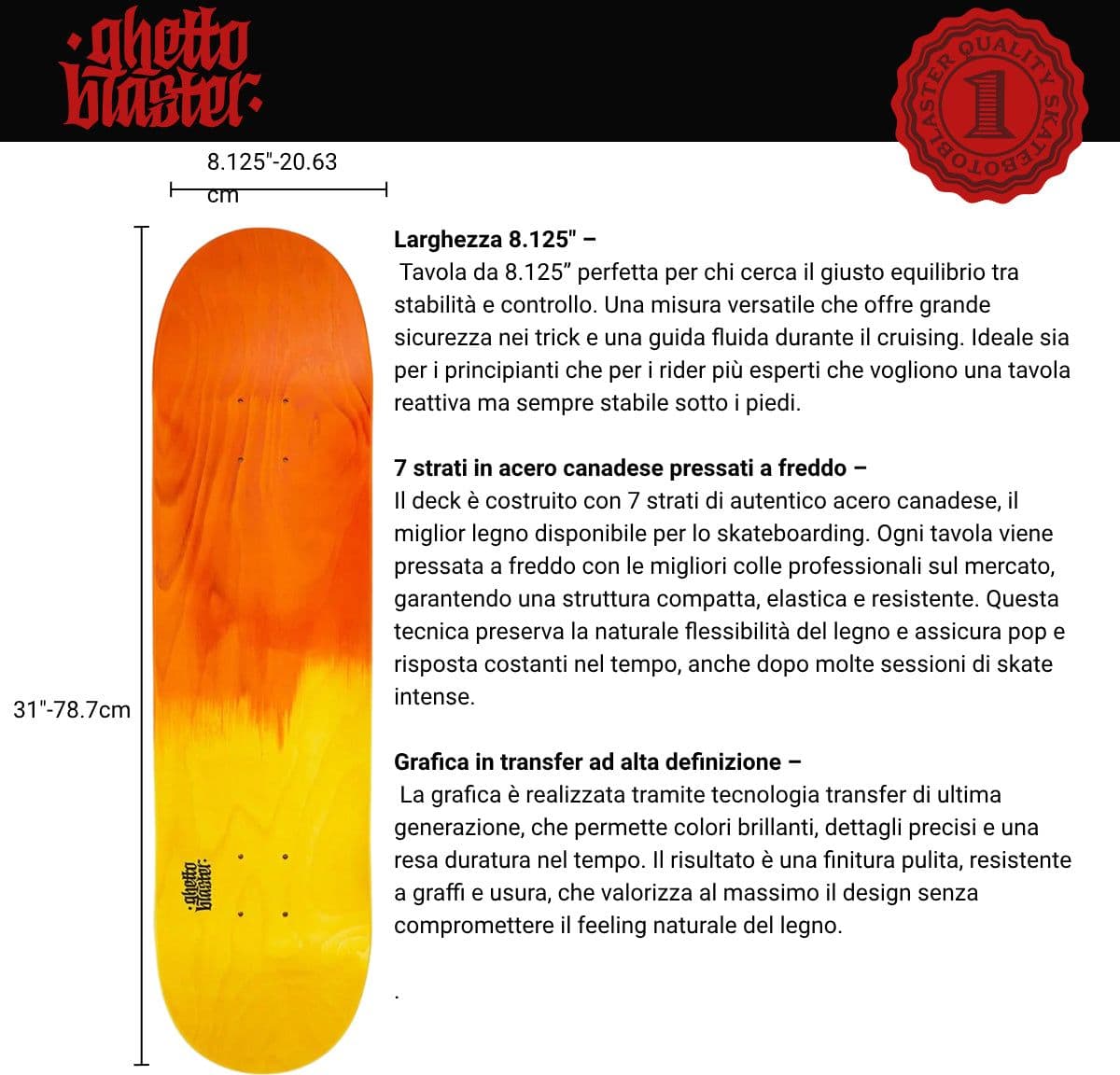 Skateboard Ghettoblaster Tavola Small Logo Faded 8.125""