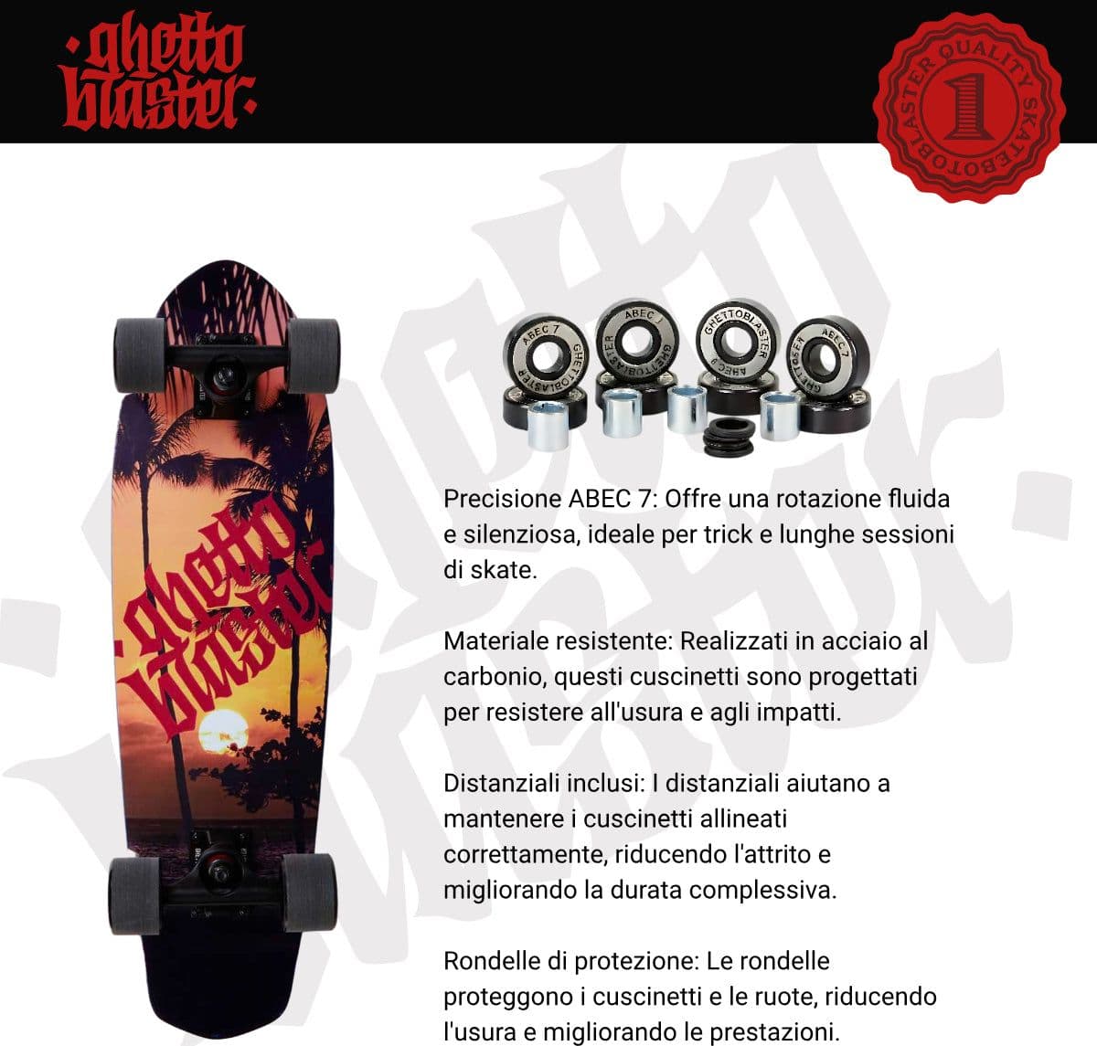 Skateboard Ghettoblaster Cruiser Tropical  28.0" in Skateboard Glad Store - Genova, commercioVirtuoso.it