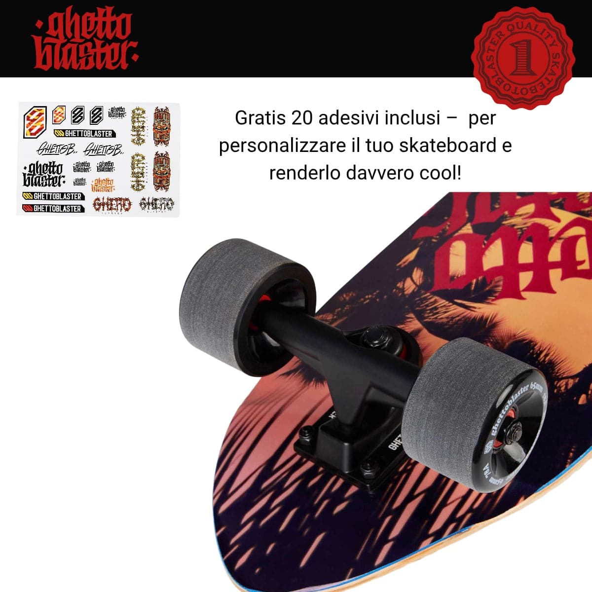 Skateboard Ghettoblaster Cruiser Tropical  28.0" in Skateboard Glad Store - Genova, commercioVirtuoso.it