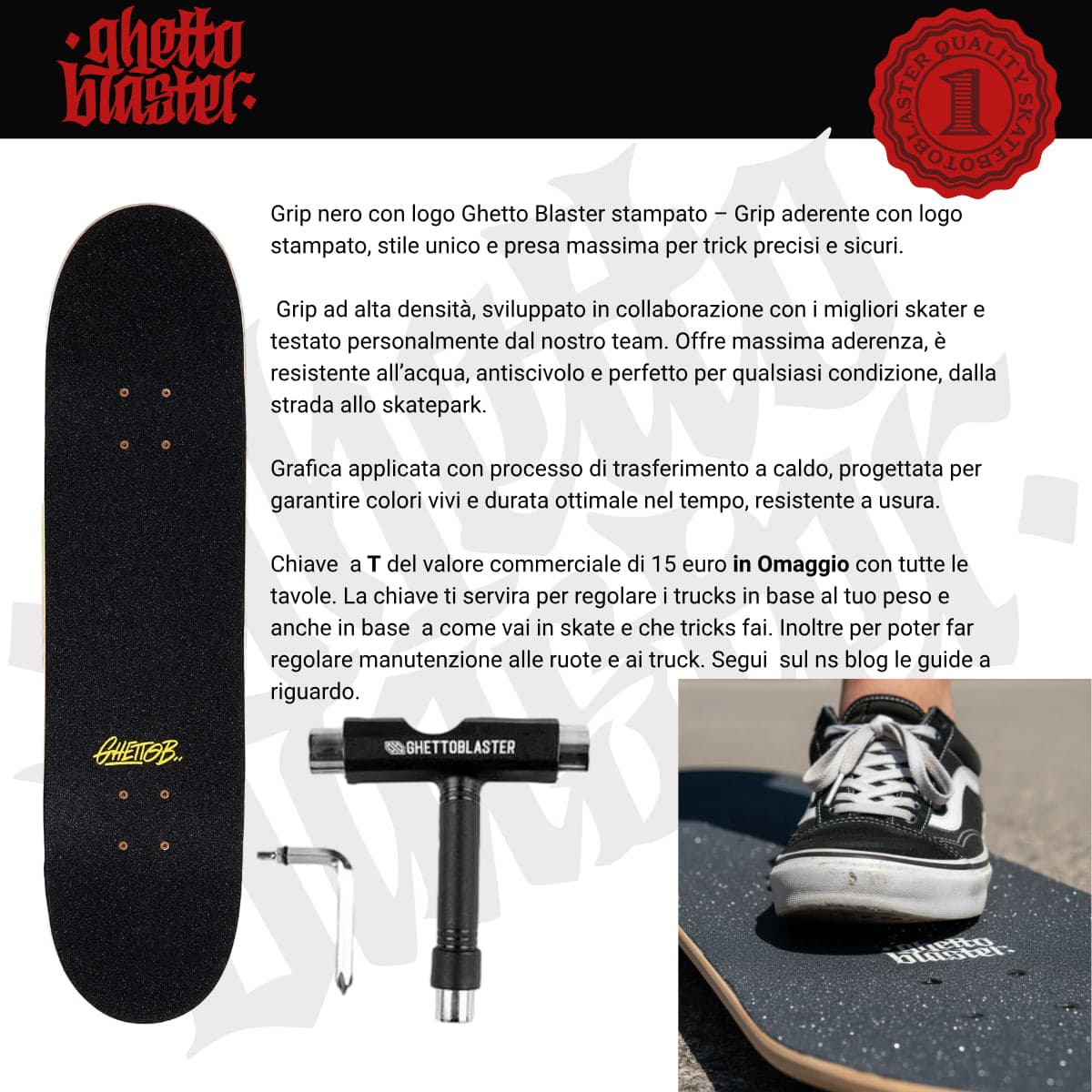 Skateboard Ghettoblaster per iniziare Barded Wire grey 7.87"