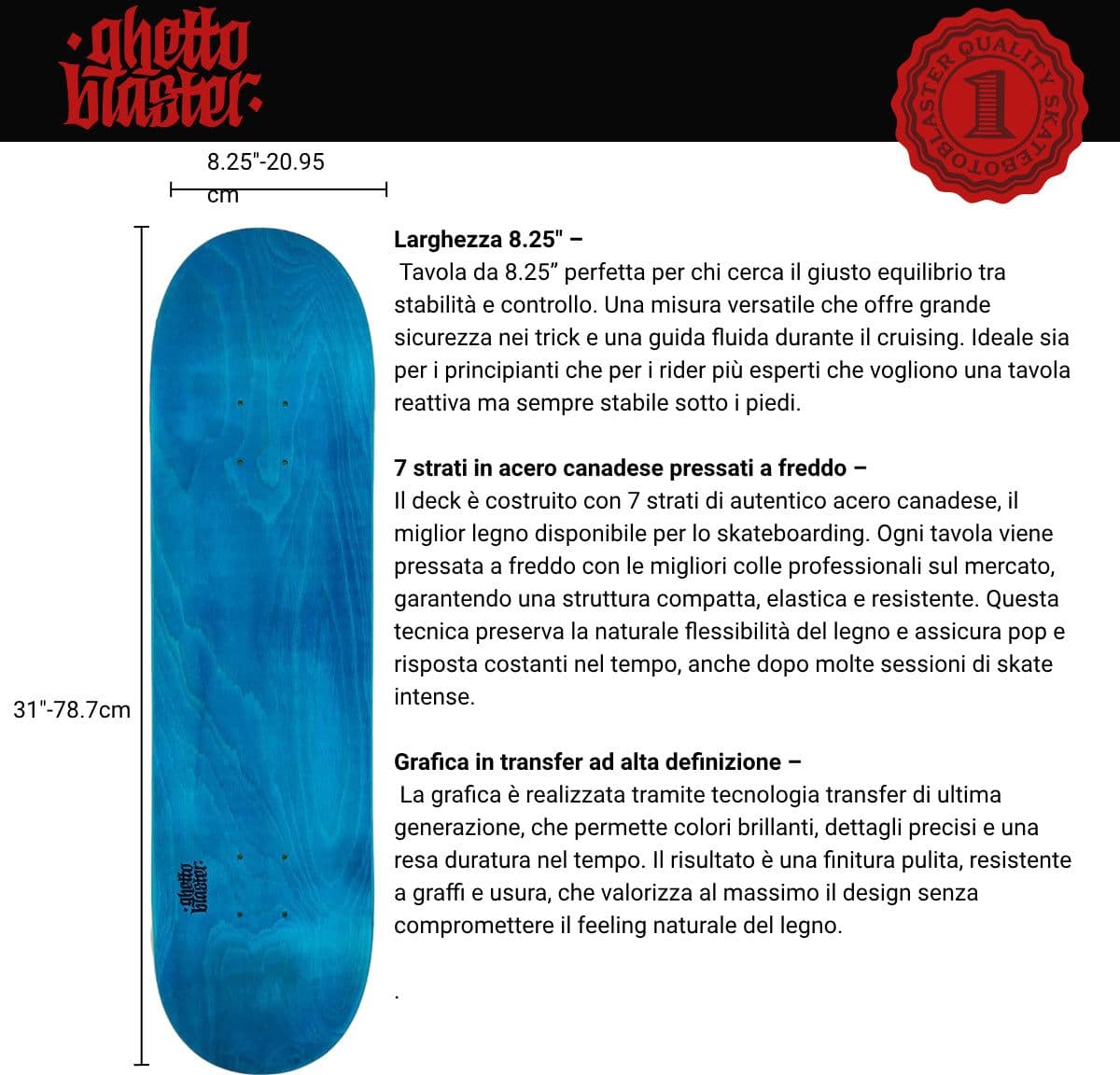 Skateboard Ghettoblaster Tavola Small Logo Olive blue 8.25"" - 2