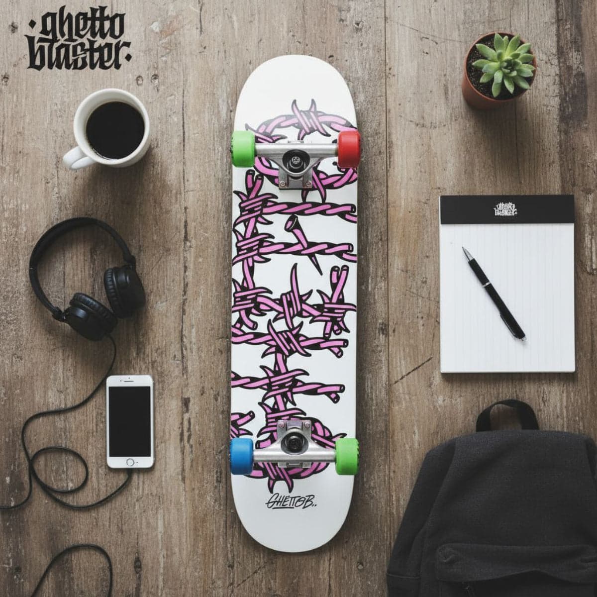 Skateboard Ghettoblaster per iniziare Barded Wire Pink 8.125"
