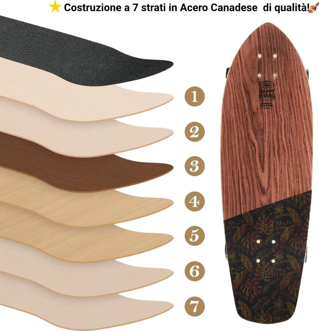 Skateboard Ghettoblaster Surfskate Tiki Token Mogano  32" 9.875" in Skateboard Glad Store - Genova, commercioVirtuoso.it