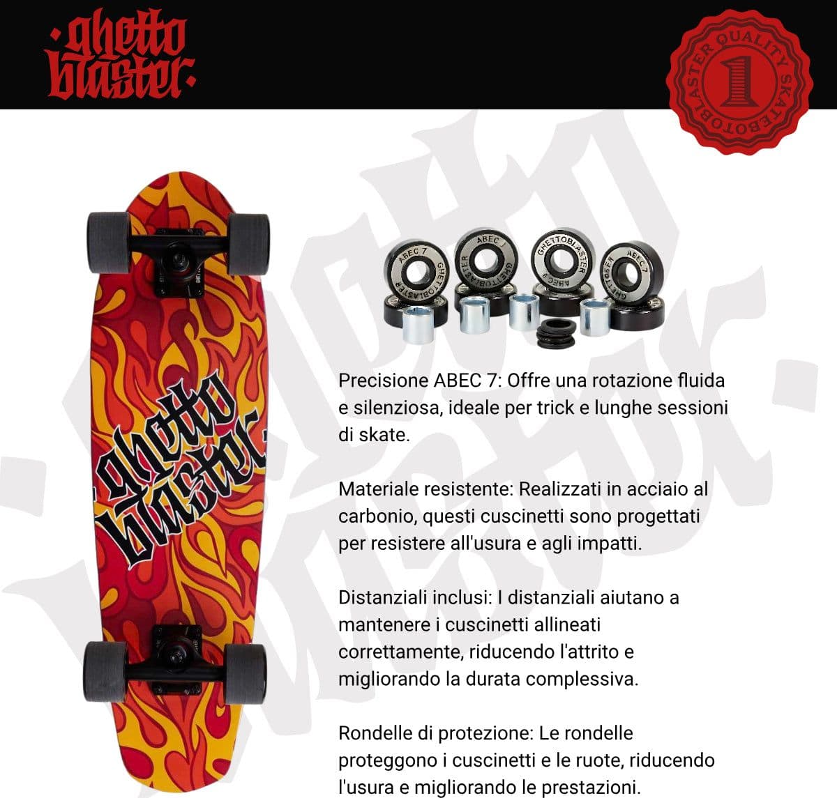 Skateboard Ghettoblaster Cruiser Flame  28.0" - 5