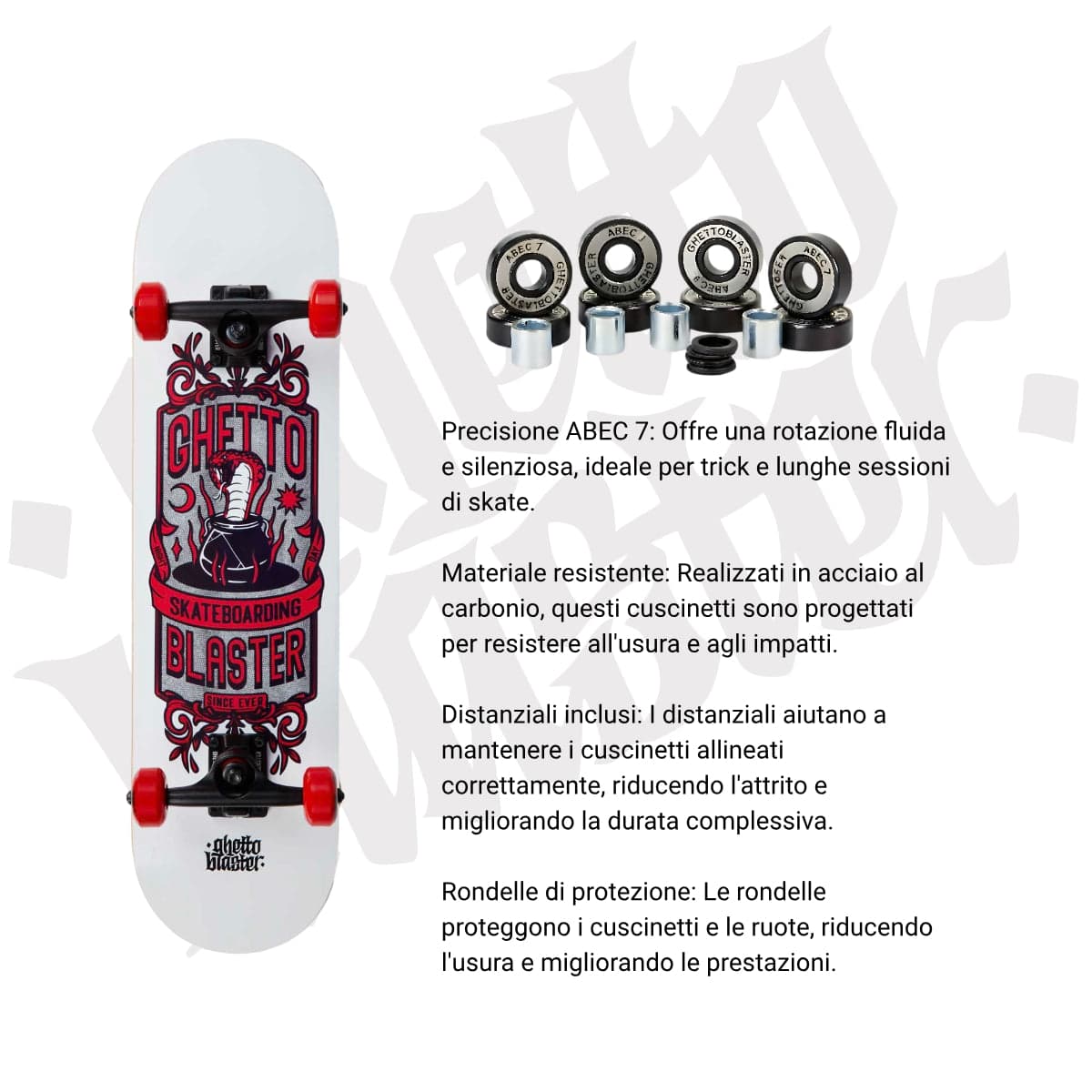 Skateboard Ghettoblaster per iniziare Kobra Red  7.80" in Skateboard Glad Store - Genova, commercioVirtuoso.it