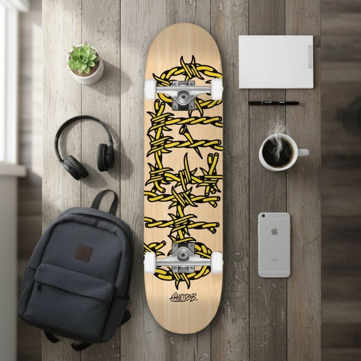 Skateboard Ghettoblaster per iniziare Barbed Wire Natural 8.375"