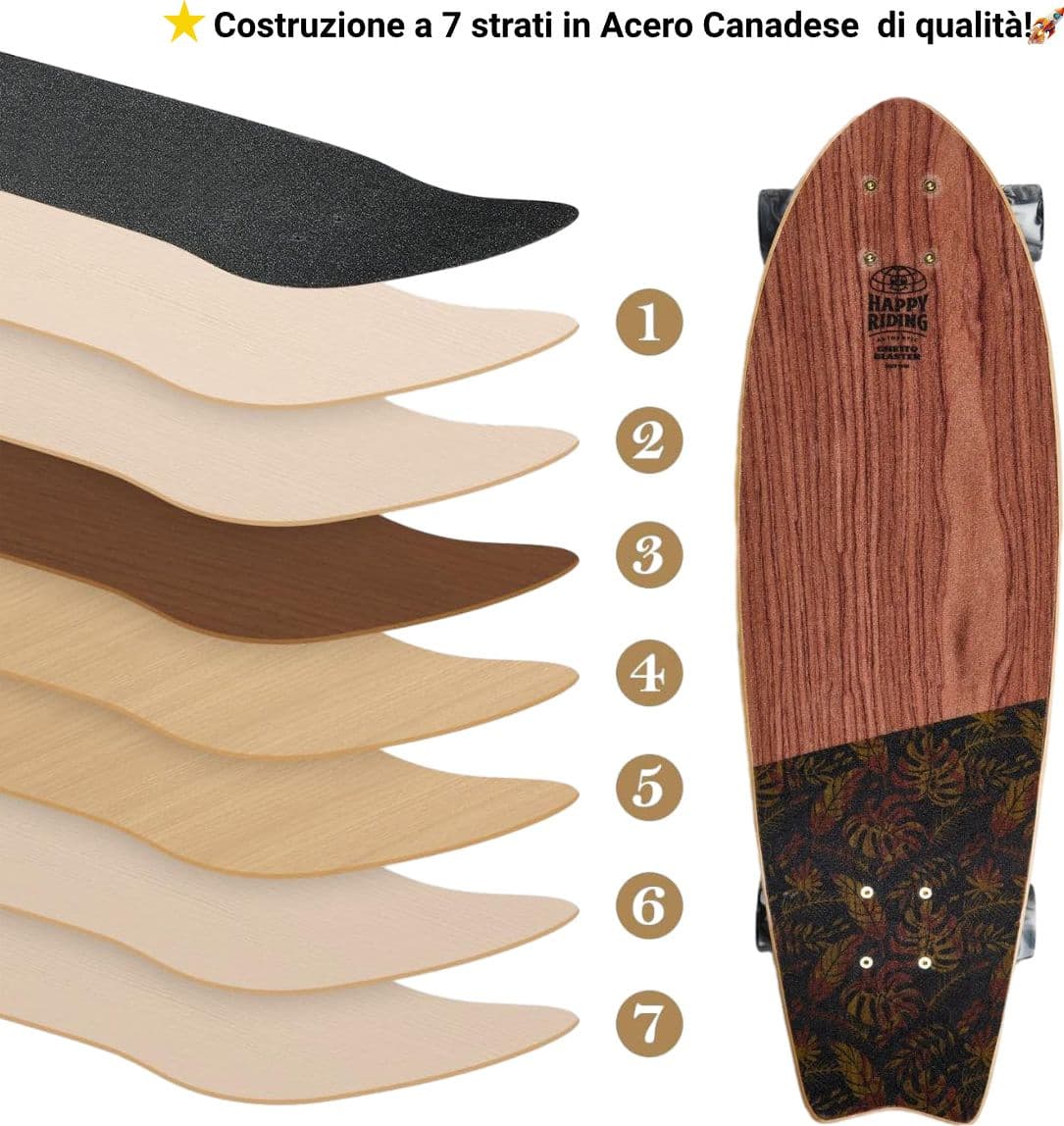Skateboard Cruiser Ghettoblaster  Mogano Tki Totem Fish Tail  33" -9,5" in Skateboard Glad Store - Genova, commercioVirtuoso.it