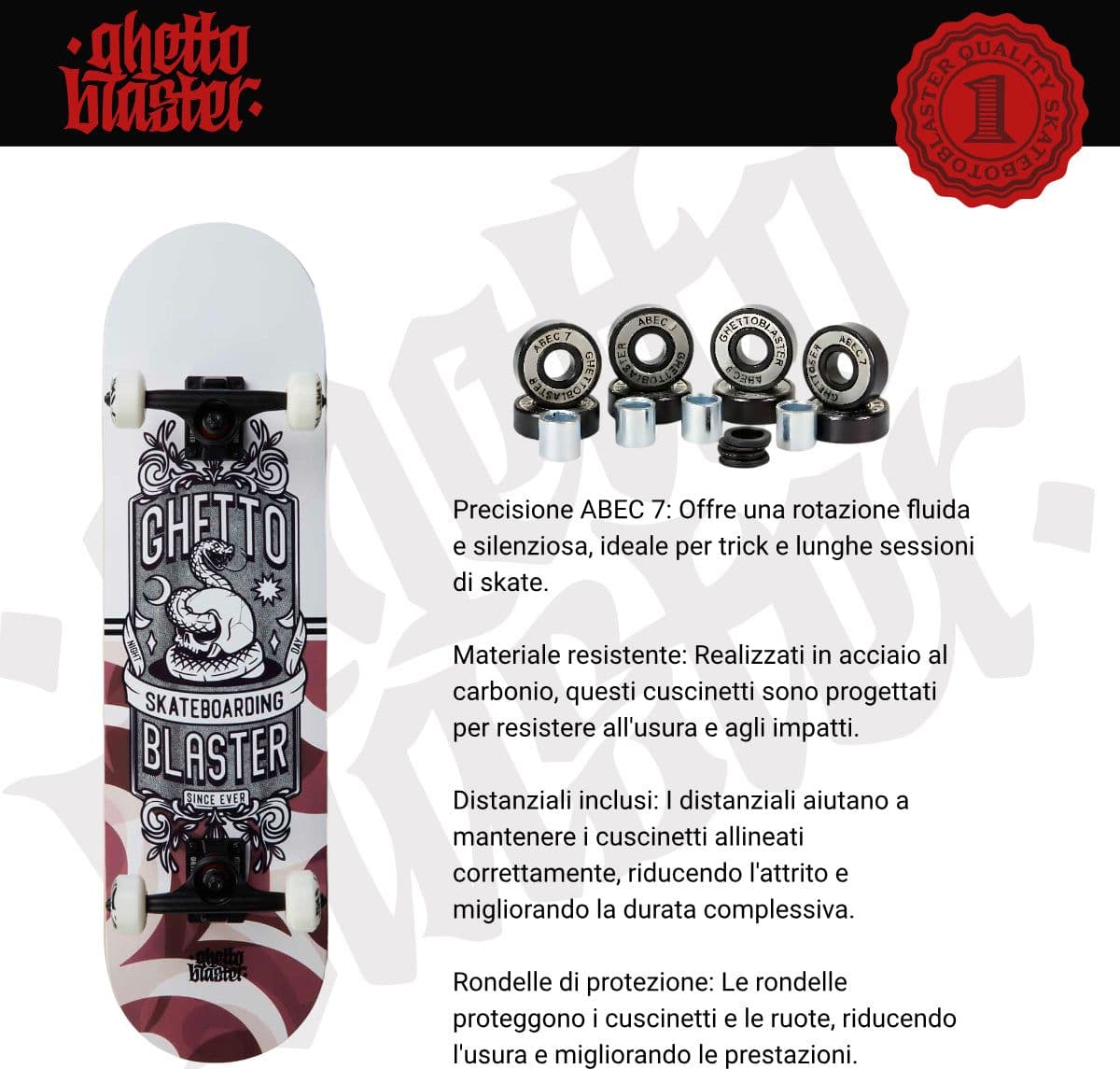 Skateboard Ghettoblaster per iniziare Multi  8.25" in Skateboard Glad Store - Genova, commercioVirtuoso.it