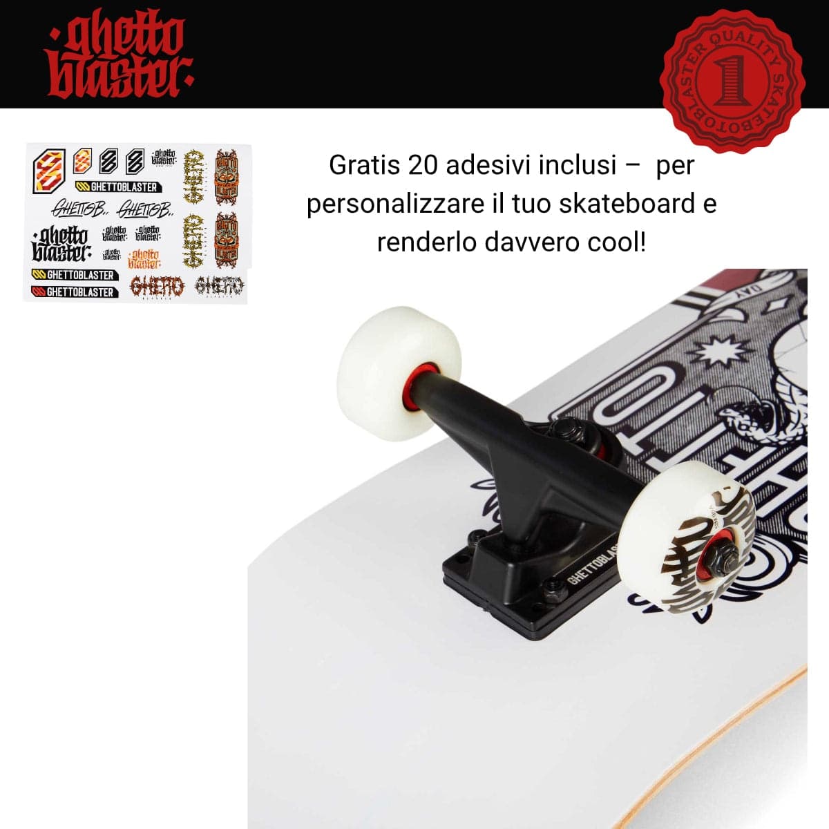 Skateboard Ghettoblaster per iniziare Multi  8.25" in Skateboard Glad Store - Genova, commercioVirtuoso.it