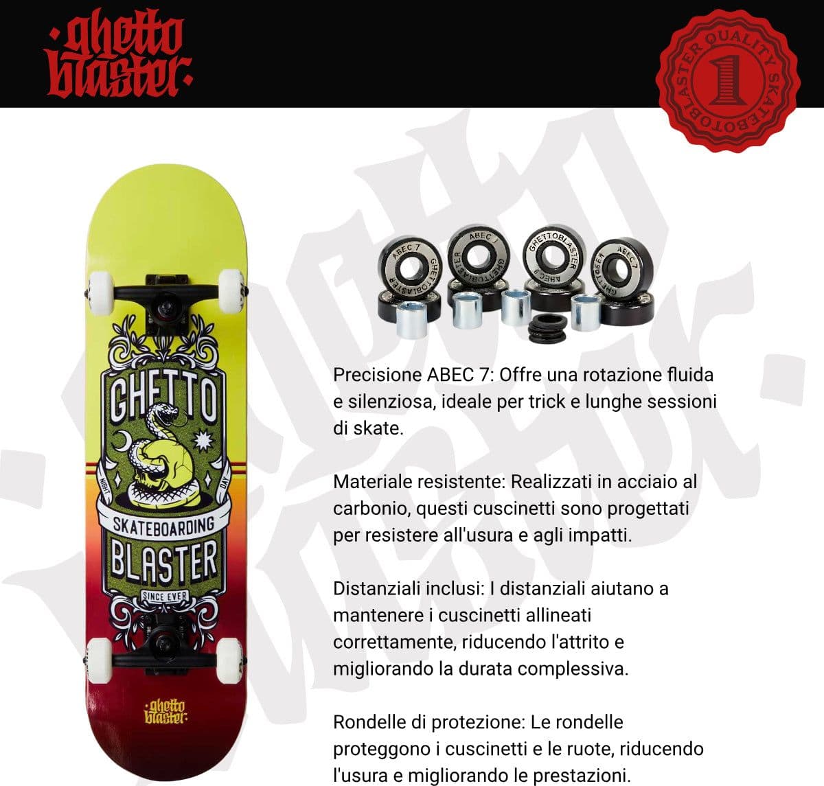 Skateboard Ghettoblaster per iniziare Skull  Red Yellow 8.0" in Skateboard Glad Store - Genova, commercioVirtuoso.it