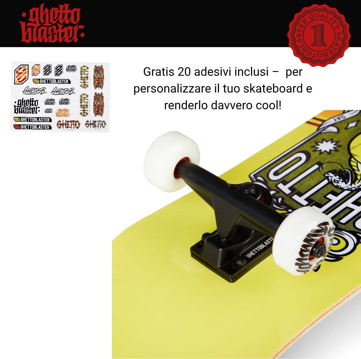 Skateboard Ghettoblaster per iniziare Skull  Red Yellow 8.0" in Skateboard Glad Store - Genova, commercioVirtuoso.it