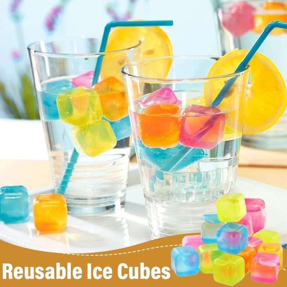SET 20PZ CUBETTI DI GHIACCIO RIUTILIZZABILI PLASTICA MULTICOLORE CUBI DA 2.5 X 2.5CM - 6