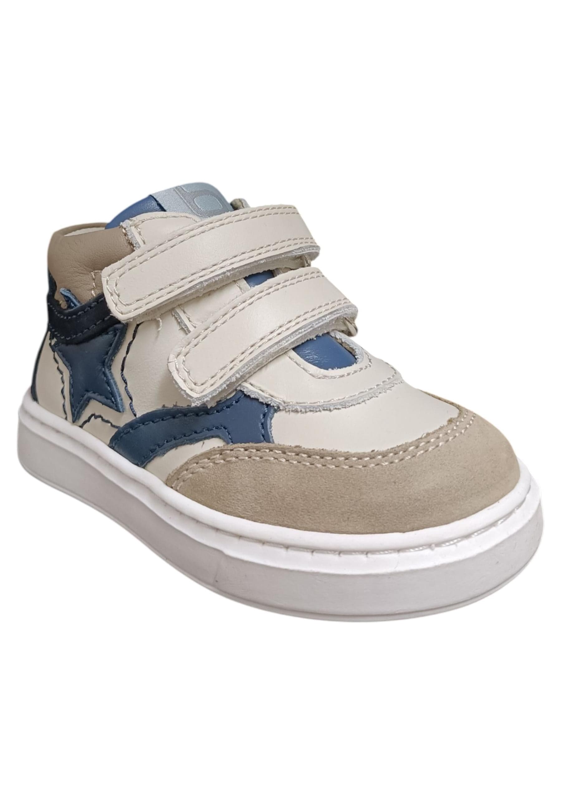 Sneakers primi passi bambino Balducci Cita beige blu pelle - Stile naturale con velcro in Ballerine Scarpetteria Gica - Trani, commercioVirtuoso.it