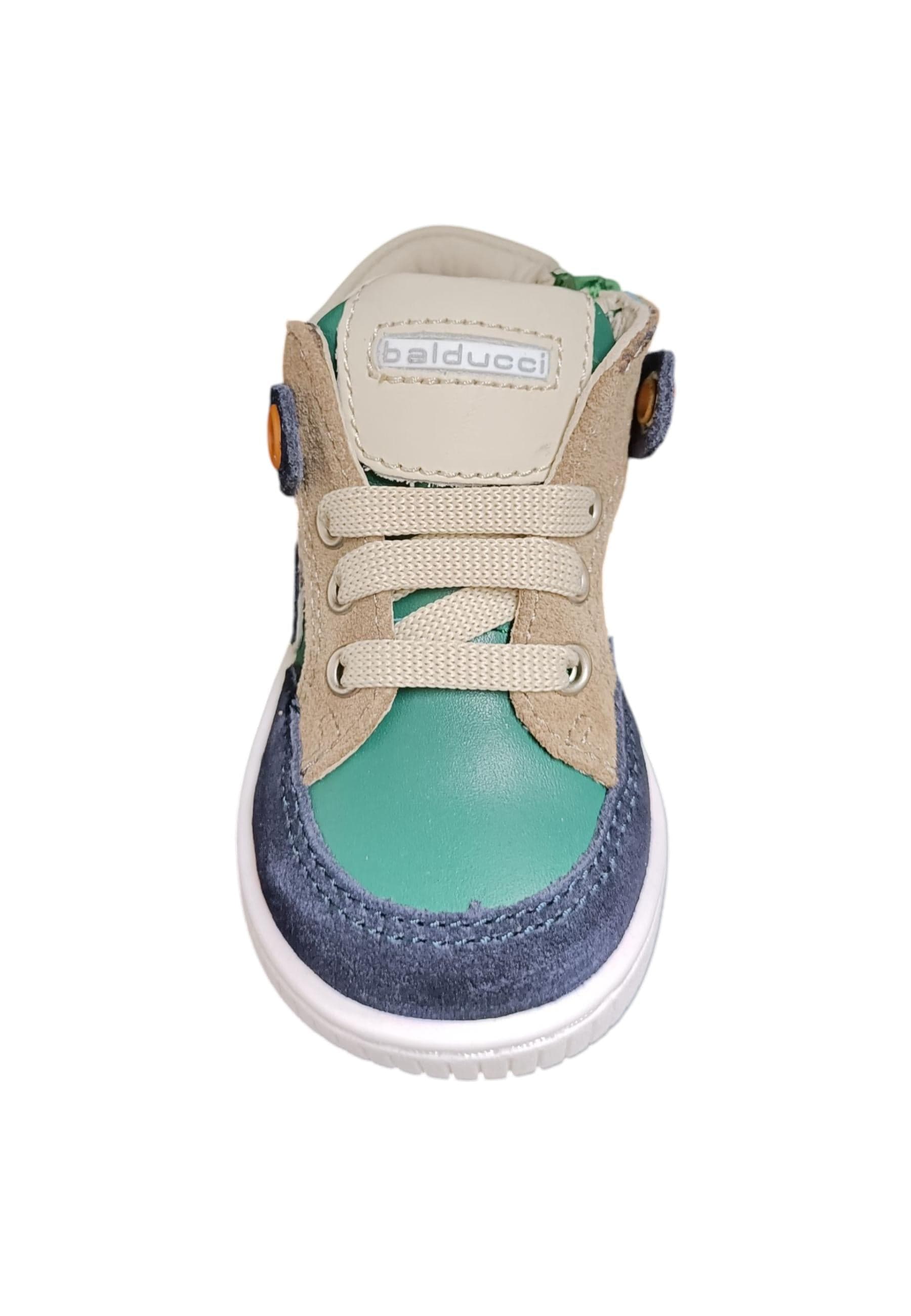 Sneakers primi passi bambino Balducci Cita blu verde bordeaux pelle - Stile tricolore con lacci in Ballerine Scarpetteria Gica - Trani, commercioVirtuoso.it