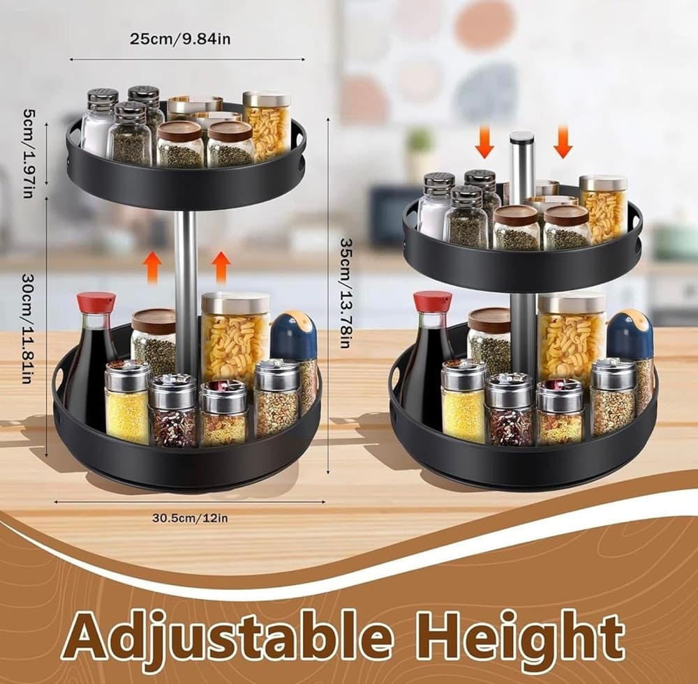 PORTASPEZIE ORGANIZER MENSOLA GIREVOLE A 360° PER CUCINA BAGNO SOGGIORNO CAMERA 2 LIVELLI - 7