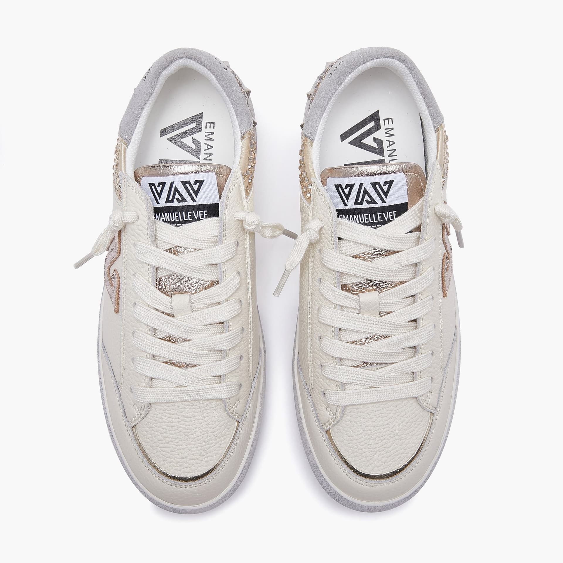 Emanuelle Vee sneakers donna Olivia in pelle ivory gold 500 23 - 3