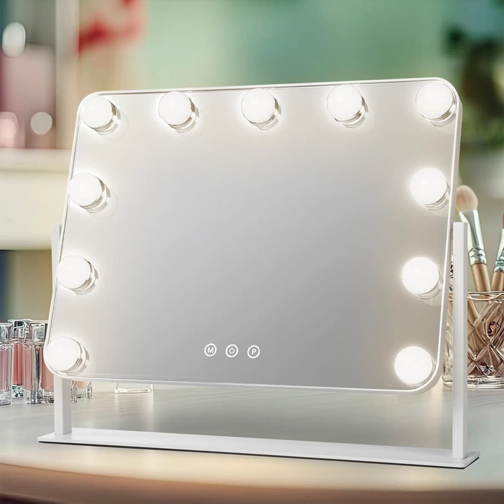 SPECCHIO LUMINOSO 11 LED CONTROLLO TOUCH 3 TEMPERATURE LUCE DIMMERABILE STILE HOLLYWOOD - 3