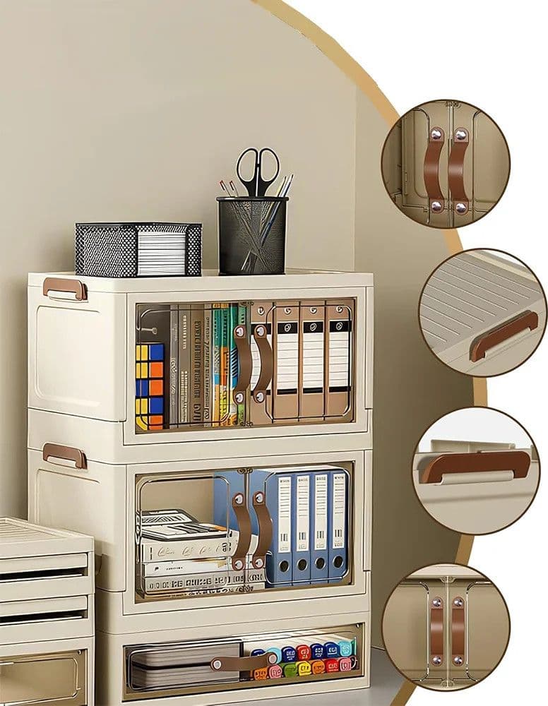 MOBILETTO ORGANIZER PIEGHEVOLE A 2 RIPIANI CON CASSETTO ARMADIETTO DA SCRIVANIA CAMERA - 5